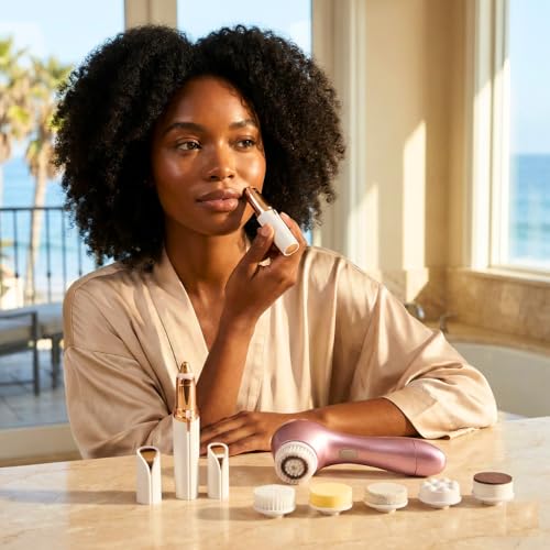 Kit 3 peças Depilador Facial Feminino, Batom Depilador Facial + Caneta Depilador Sobrancelha e Escova de limpeza facial 5 em 1, Removedor de Pelos com Alta Precisão, Depilador Elétrico Recarregável, Portátil