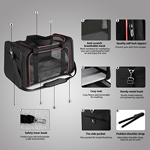 XZONE PET Dogs Carrier Cats Carrier Airline Approved Pet Carriers,Soft Sided Collapsible Pet