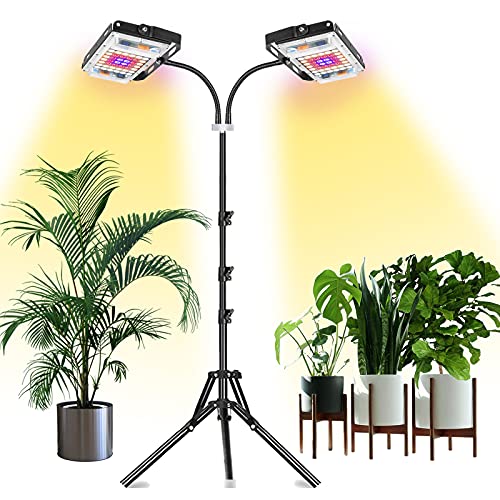 Grow Light with Stand, LBW Dual Head Full Spectrum 300W LED Floor Plant Light for Indoor Plants