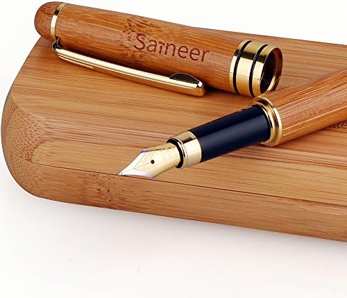 Saineer Fashion Bamboo Fountain Pen with Gift Case -Best 100% Handcrafted Perfect for Gifts - Calligraphy Pen Student Pen Business Fountain Pens