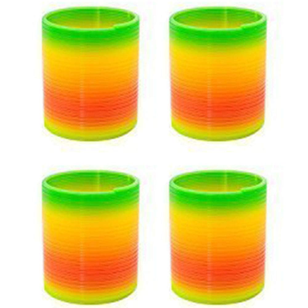 Mini spring toy, 4 pieces mini rainbow ring toys,Flash Under Light Colorful Lid Plastic Magic Slinky Rainbow Spring Colorful New Children Funny Classic Toy Grow Rainbow Circle (Random Colour)