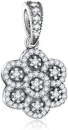 925 Sterling Silver Snowflake Charms with Clear CZ Dazzling Daisy Jewelry for Ladies SE187