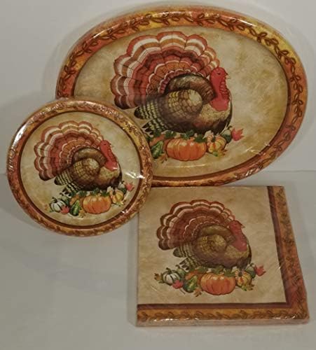 Thanksgiving Noble Turkey Tableware Bundle Paper Holiday Serving Plates Set