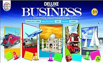 Ratnas Fun Filled Business 5 in 1 Deluxe Game with Plastic Money Coins for Young Businessmen to Learn Trading and Other Systems of Buying and Selling