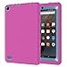 Hocase Fire 7 2015 Tablet Case - Shockproof Raised Edges Screen Protection Silicone Rubber Bumper Hard Protective Case for Amazon Fire 7 Tablet (for 2015 5th Generation Only) - Deep Pink/Teal Blue