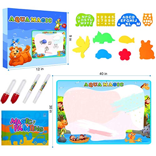 control future Aqua Magic Mat - Large Size Water Drawing Mats Kids Toys Painting Writing Magic Board, Aquadoodle Color Pad with Magic Pen for 3 4 5 6 7 8 Years Old Boy Girl Educational Toys Gift