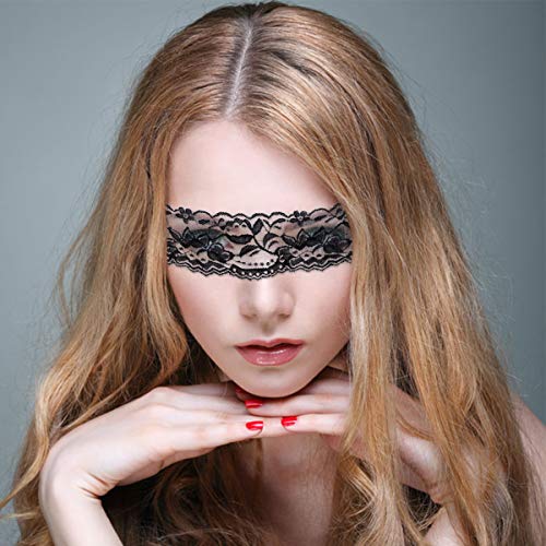 LUOEM 3pcs Lace Eye Mask Blindfold and Black Lace Gloves Fancy Role Play Costume Nightclub Mask for Women Cosplay Party Accessories