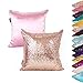 AMAZLINEN(TM Decorative Glitzy Sequin & Comfy Satin Solid Throw Pillow Cover 18 Inch Square Pillow Case, Hidden Zipper Design, 1 Cover Pack Only(Rose Gold)