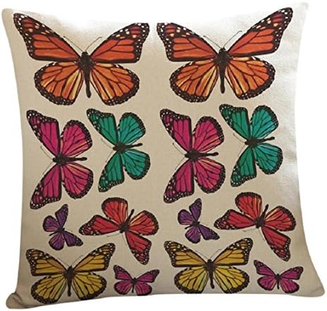 Ikevan Hot Selling Pillowcase 3D Butterfly Painting Art Multicolor Square Pillow Case Sofa Waist Throw Cushion Cover Home Decor (18" x 18") (05)