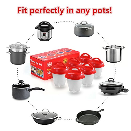 BoxLegend Egg Cooker Hard Boiled egg Maker Nonstick Silicone Eggs Boiler Cookers without Egg Shell - 6 Packs