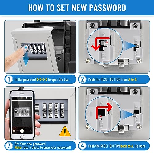 NEWIROVE Key Safe Large Key Box with Hook Waterproof Key Safe for Home, School, House for Rent, Grey