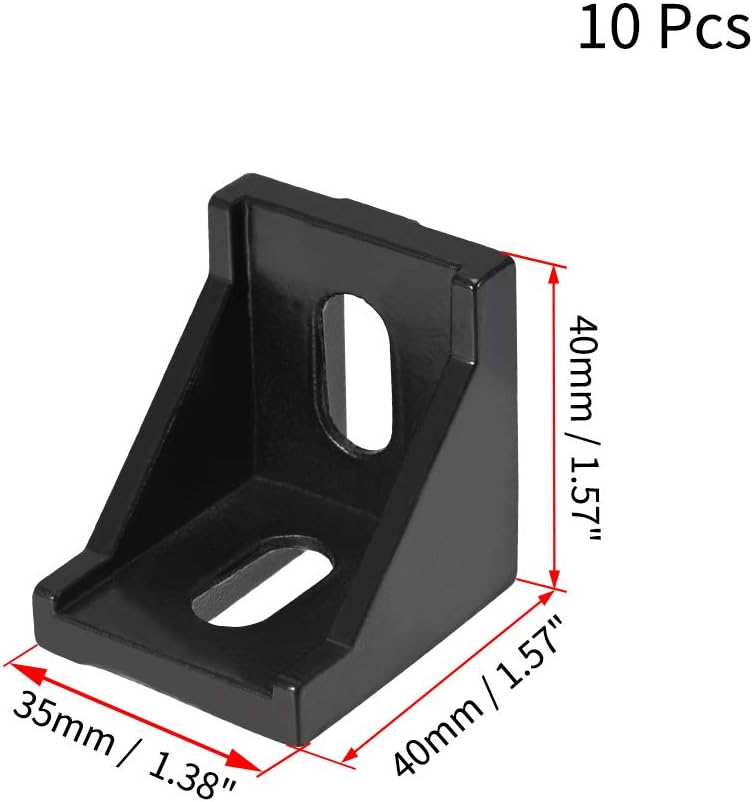 sourcing map Inside Corner Bracket Gusset, 40mm x 40mm for 4040 Series Aluminum Extrusion Profile, 10 Pcs (Black) - Image 3