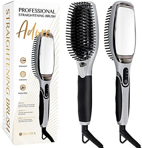Asavea Professional Hair Straightening Brush (Black/grey)