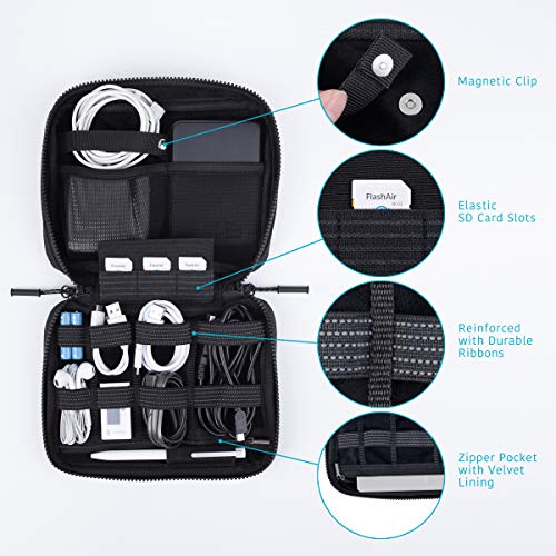 Comfyable Wire Organizer Bag, Power Charging Cord Travel Case, Computer Accessories for Apple Accessory, Cable Wire Gadget Storage Case Holder Black
