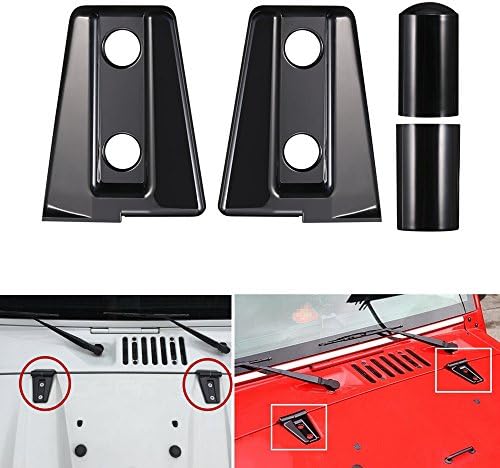 AVOMAR 2Pcs ABS Engine Hood Hinge Cover for 2007-2017 Jeep Wrangler (Black)