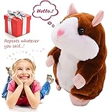 Neverland Talking Pet Hamster Electronic Animal Plush Toy - Mimics and Repeats After Words & Sounds for Kids Ages 4 - 100, Boys and Girls, Birthday(Brown)