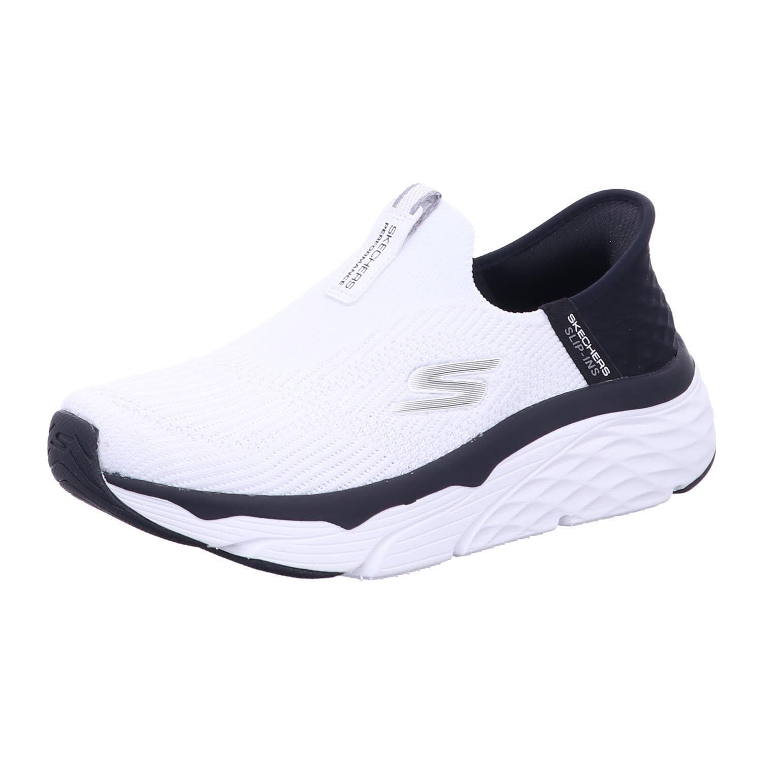 Skechers Women's Hands Free Slip-Ins Max Cushioning Elite-Smooth Transition Sneaker, White/Black, 9.5 Image Skechers Women's Hands Free Slip-Ins Max Cushioning Elite-Smooth Transition Sneaker, White/Black, 9.5 Image