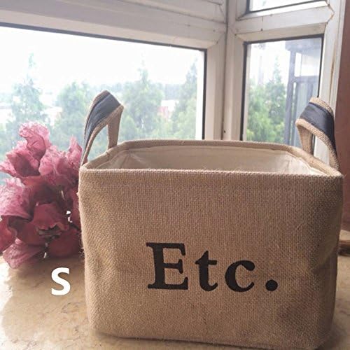 OZUZ Vintage Eco-friendly Jute Linen Square Storage Bin for Organizing Kids Toys,The toilet tissue,Books,Gift Baskets (Small 11.8" Long)