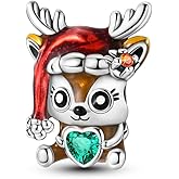 Hapour 925 Sterling Silver Charms for Bracelets Necklaces, Xmas Santa Snowman Snowflake Dangle Charm Pendant Christmas Tree Beads Gift for Women Her