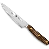 Arcos Chef Knife 5 Inch Stainless Steel. Professional Kitchen Knife for Cooking. Ovengkol Wood Handle 100% natural FSC and 140 mm Blade. Series Nordika. Color Brown.