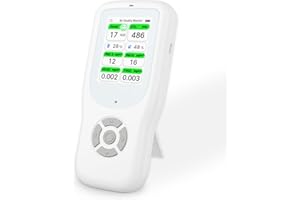 BCETASY 11-in-1 Air Quality Monitor - Portable Indoor Air Quality Detector with Stand, Real-Time Test for AQI, CO2, PM2.5, PM1.0, PM10, TVOC, HCHO, Particles, Temperature & Humidity with Aler (White-White)