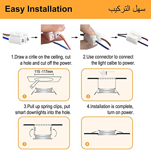 Redare LED Recessed Ceiling Lights,2 Pack 15W Dimmable Smart Downlights RGB+Warm White+Cool White,App Control,Bluetooth Mesh Spotlights 2700K-6500K for Living Room,Bedroom,Kitchen,KTV(15W 2 Pack)