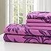 6 Piece: HOTEL LUXURY Kendall Printed Bed Sheet Set, Platinum Extra Soft and Comfortable, Deep Pocket, Brushed Microfiber 1800 Bedding - Wrinkle, Fade, Stain Resistant - Hypoallergenic (Queen, Purple)