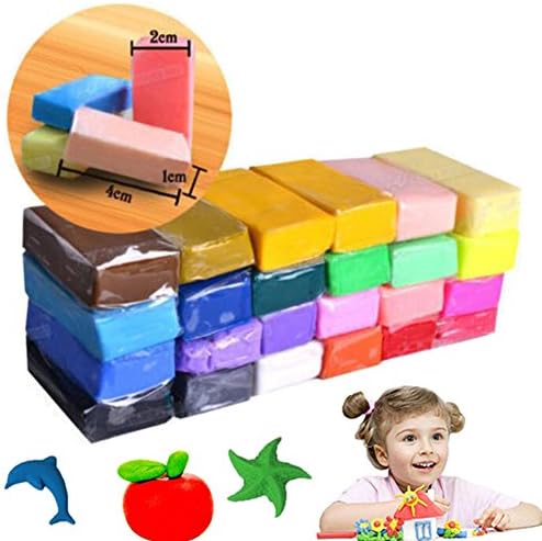 BWSC 24 Mixed Colour Set Oven Bake Fimo Polymer Soft Clay Bars Modelling Moulding