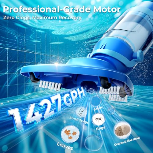 Pool Vacuum for Above Ground Pool, 1427 GPH Powerful Stable Suction, Telescopic photo 9