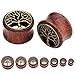 JOVIVI 2-14pc Sono Wood & Brass Tree Of Life Inlay Plugs Double Flare Tunnels Ear Gauges 0G- 3/4"