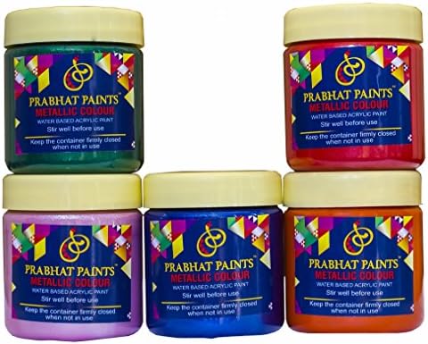 Prabhat Paints Water Based 5 Piece Water Based Metallic/Pearl Colours - 100 gm each