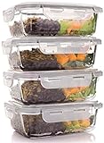 Glass Meal Prep Containers - Four 1-Compartment Food Storage Containers