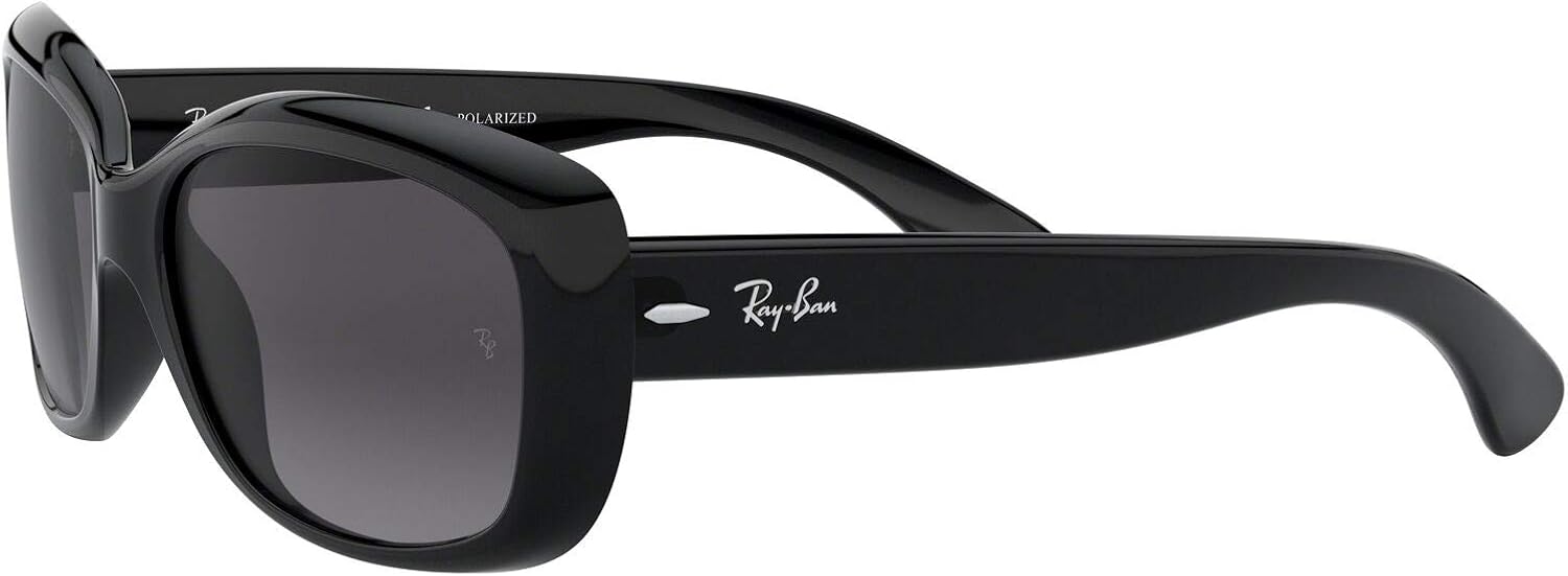 Ray-Ban Women's RB4101 Jackie Ohh Rectangular Sunglasses, Black/Polarized Grey Gradient, 58 mm: Shoes