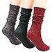 Galsang Women's Socks Thick Knit Wool Thermal Casual Crew Socks,Cozy Warm Slouch Cotton Knit Calf Socks Gift For Women,#K809 (solid A156)