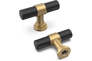 goldenwarm 10 Pack Black and Gold Cabinet Knobs Drawer Knobs Matte Gold and Black - Stainless Steel Cabinet Pulls and Knobs K