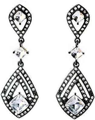 Teniu Fashion Black Earrings Crystal Diamon Drop Dangle Earrings for Women Cubic Zirconia Earrings for Sensitive Ears