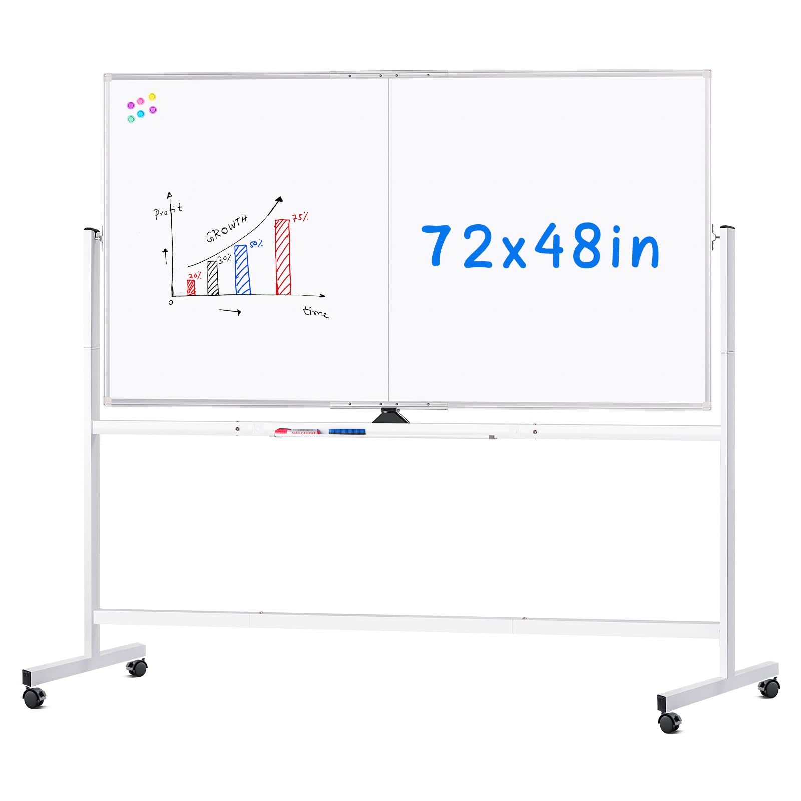 Photo 1 of ** NEW**maxtek Rolling Whiteboard, 72x48 Large Double-Sided White Board Dry Erase on Wheels, Giant Magnetic White Board Standing for Office, School, Home Office, Homeschool(72 x 48)