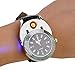 Sporty Quartz Watch with USB Electronic Rechargeable Windproof Flameless Cigarette Lighter
