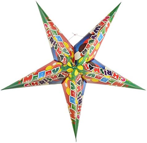 75 cms 5 pointed Green Merry Christmas Theme Christmas Star
