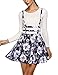 Bluetime Women's High Waist Hollow Out Floral Print Mini Skater Suspender Skirt (L, Black)