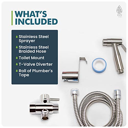 Zen Bidet Flow Dual Function Soft and Jet Stainless Steel Hand Held