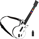 DOYO PC Guitar Hero Controller, Wireless PS3/PC Guitar Hero with Dongle | for Clone Hero, Guitar Hero 3/4/5, Rock Band 1/2 Games, Adjustable Strap (White)