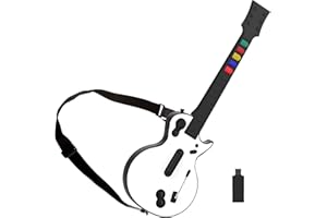 Doyo Guitar Hero Guitar For Playstation 3 And Pc, Wireless White Guitar Controller With Strap For Clone Hero, Rock Band And G