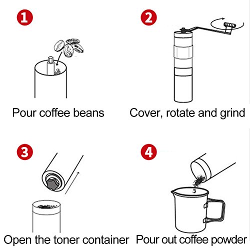 MOVKZACV Manuelle Kaffeemühle, Handkaffee-Bohnenmühle mit Grat, konische Mühle aus Edelstahl, Kaffeemühle für… – Bild 8