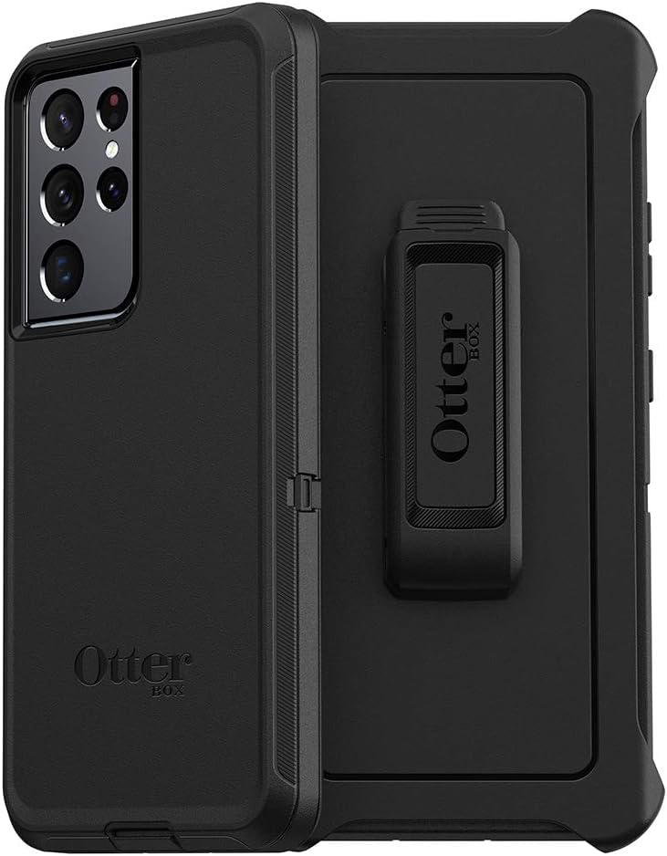 OtterBox Galaxy S21 Ultra 5G (Only) - Defender Series Screenless Edition Case - Black - Rugged & Durable - with Port Protection - Holster Clip Included - Non-Retail Packaging