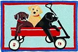 Puppies in Red Wagon Jellybean Area Rug