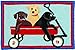 Jellybean Puppies in Red Wagon Area Rug