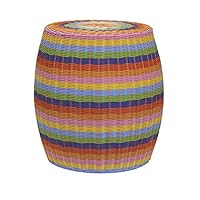 Household Essentials Rainbow Wicker Patio Barrel Sidetable