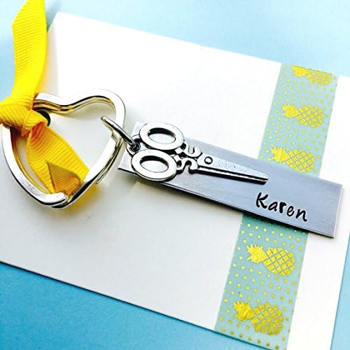 Hairdresser Keychain, Beauty School Gift, Personalized Hairstylist Present, Graduation Jewelry, Cosmetology