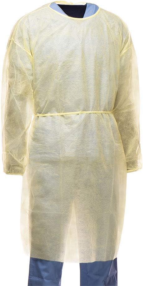 TRONEX 50 Pack AAMI Level 2 Fluid-Resistant Yellow Medical Disposable Isolation Gowns Unisex PPE